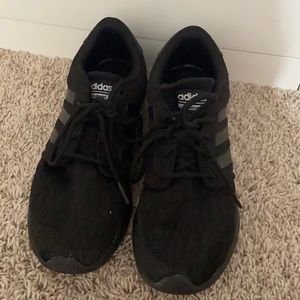 Adidas cloud foam black leopard print shoes